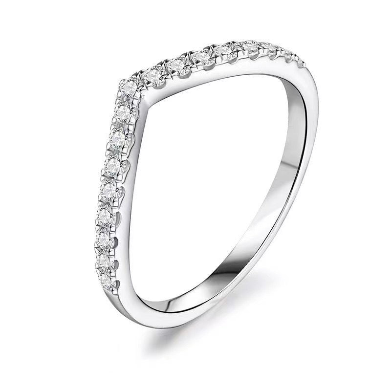 Luminous Arc V-Shaped Ring - Gift For Her