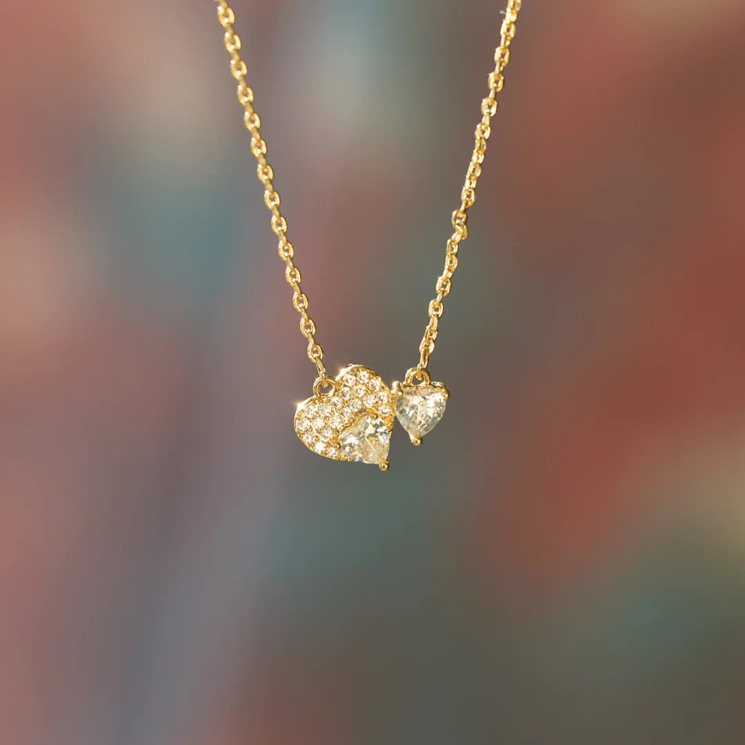 Double Heart Necklace - Gift For Her