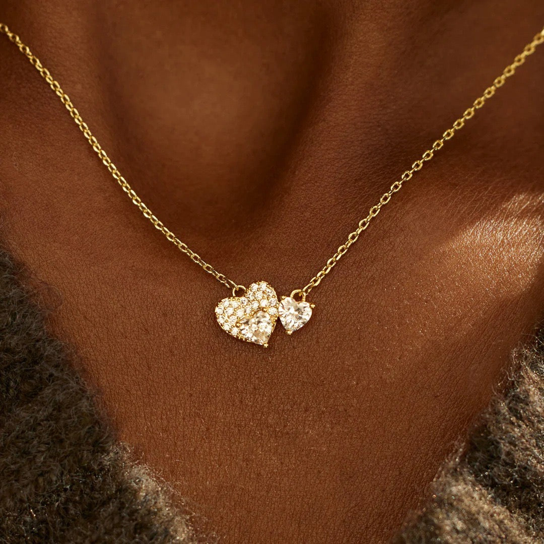 Double Heart Necklace - Gift For Her