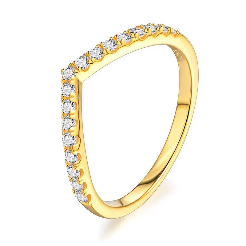Luminous Arc V-Shaped Ring - Gift For Her