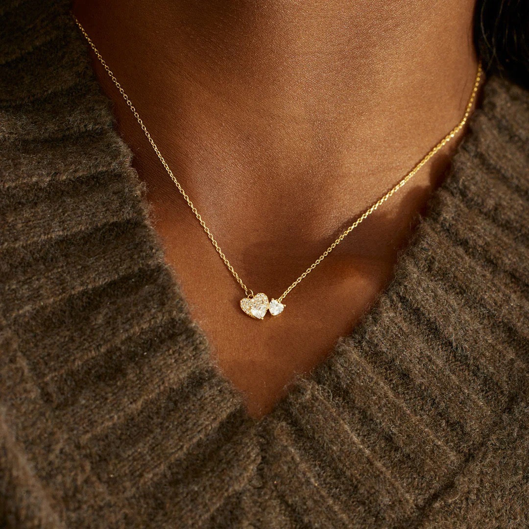 Double Heart Necklace - Gift For Her