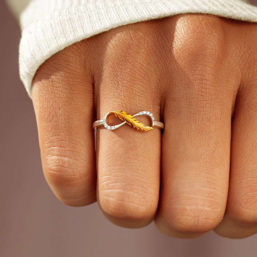 Infinity Feather Ring - Gift For Her